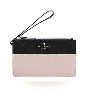 Kate Spade Two-Tone Colorblock Wristlet Zipper Pouch in Black/Cream